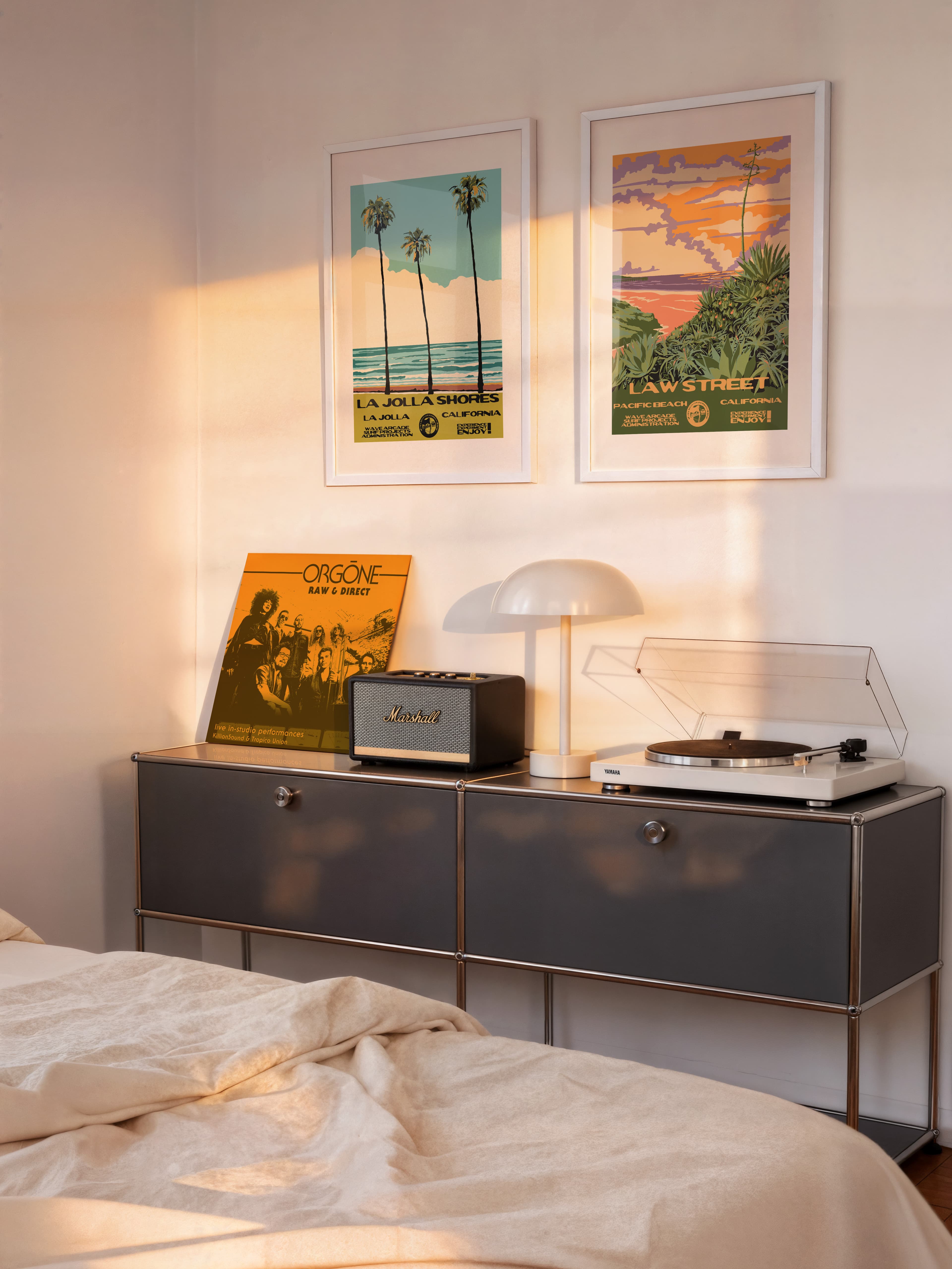 Wave Arcade print over a record player